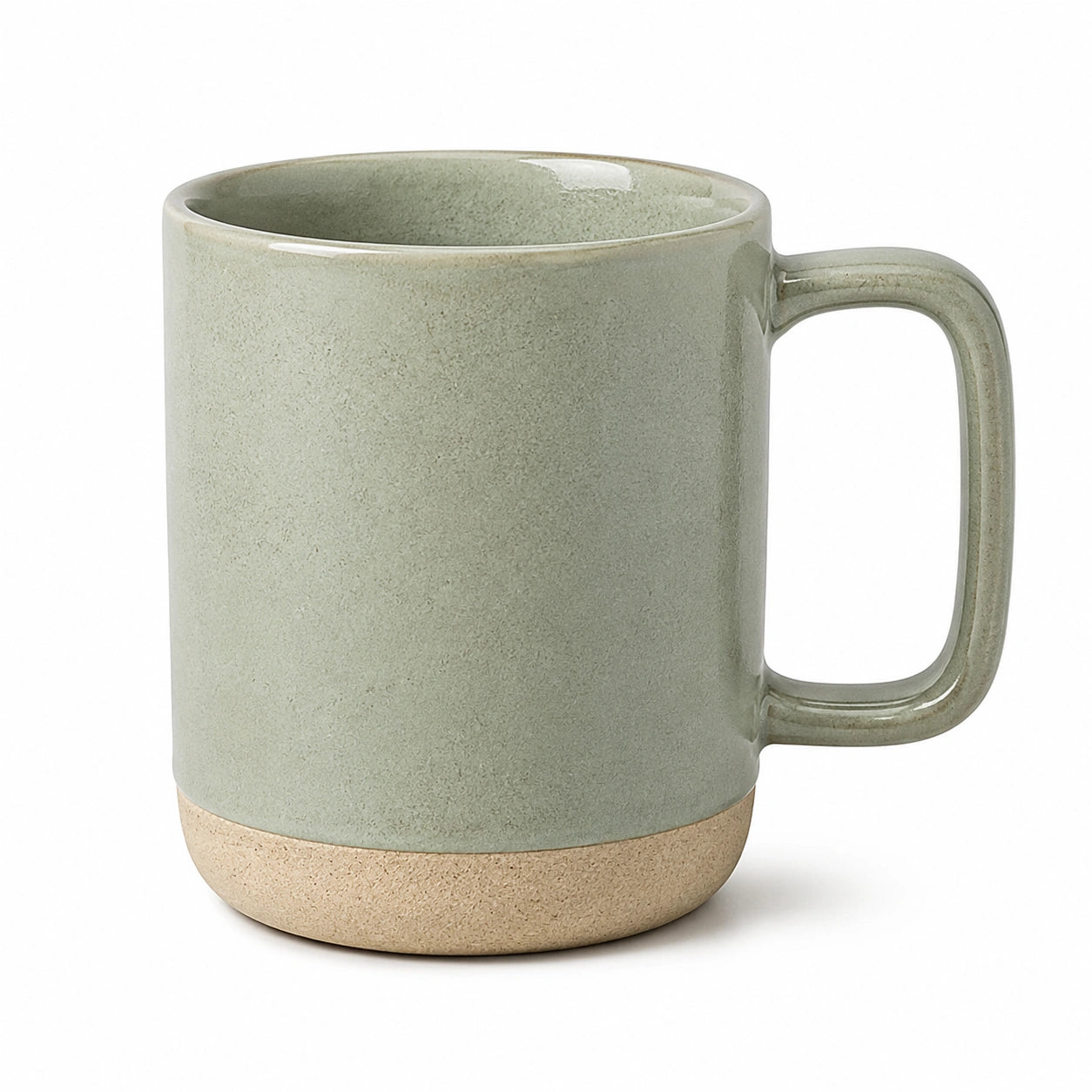 Keramiktasse 350 ml Salbeigrün Beige mit Henkel für Heißgetränke