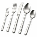 5-teiliges Besteckset aus Edelstahl Silber mit gehämmerten Griffen für 1 Person