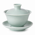 Gaiwan Teetasse 180 ml Porzellan Hellgrün mit Deckel und Untertasse für losen Tee