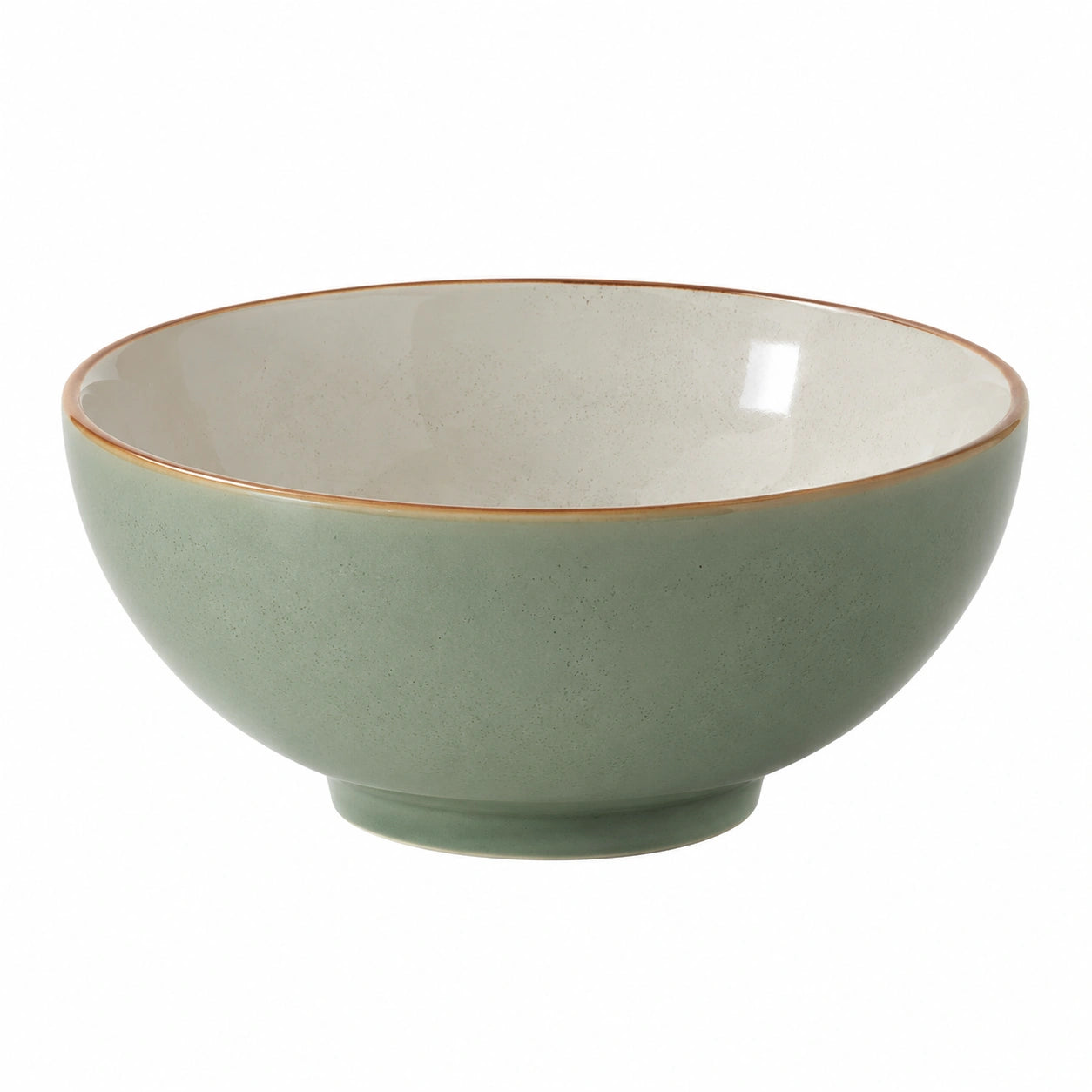 Keramikschüssel 18 cm Grün Creme glasiert für Speisen