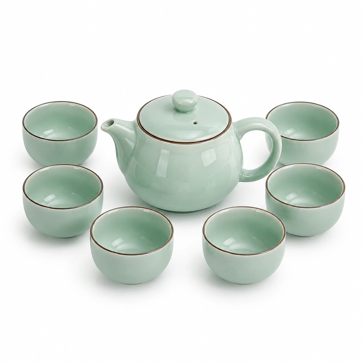 Teeservice 7-teilig 900 ml Keramik Mintgrün glasiert für Tee