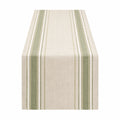 Tischläufer 180 x 33 cm Leinenmischgewebe Beige Grün gestreift für Esstisch