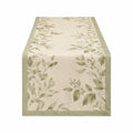 Tischläufer 180 x 35 cm aus Textil in Beige Grün mit Blättermuster