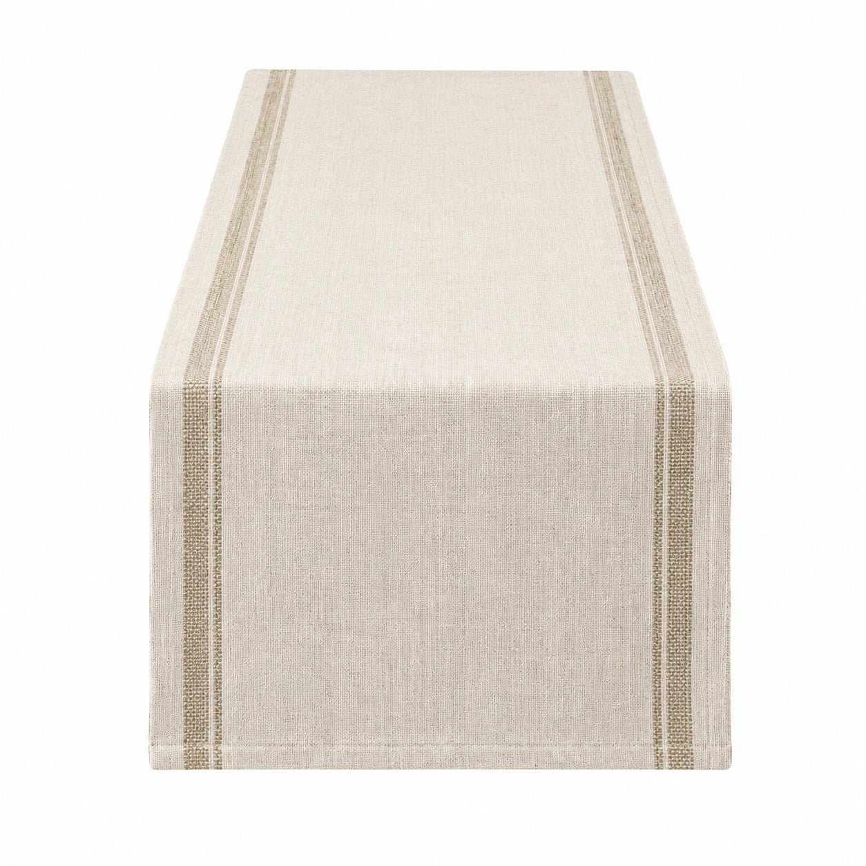 Tischläufer 180 x 33 cm aus Textilgewebe in Beige mit Streifenmuster für Esstische